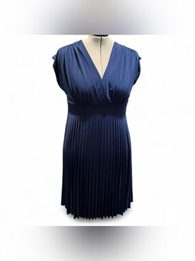 maitai Deep Blue Pleated Wrap-Style Midi Dress
